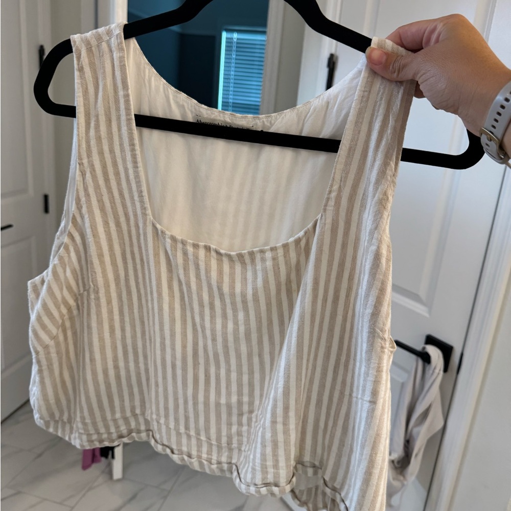 Abercrombie & Fitch Beige and White Striped Tank Top - Picture 1 of 3